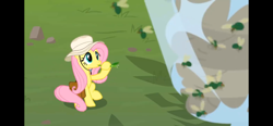 Size: 2532x1170 | Tagged: safe, screencap, fluttershy, fly, fly-der, hybrid, insect, pegasus, pony, spider, daring doubt, g4, season 9, bamboo flute, bee hive, blowing flute, cartoon physics, cute, female, flute, fluttermacgyver, fly-der charming flute, mare, musical instrument, safari hat, shyabetes, solo