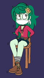 Size: 720x1280 | Tagged: safe, artist:bugssonicx, wallflower blush, human, equestria girls, g4, bondage, bound and gagged, cloth gag, damsel in distress, emanata, gag, hostage, kidnapped, looking back, open mouth, solo, tape, tied to chair