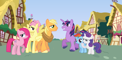 Size: 4096x2008 | Tagged: safe, artist:trrriple0dds, edit, big macintosh, marble pie, scootaloo, shining armor, sweetie belle, zephyr breeze, g4, meme, recolor