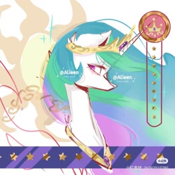 Size: 1080x1080 | Tagged: source needed, safe, artist:alieen, princess celestia, alicorn, g4, crown, jewelry, regalia, slender, solo, sun, thin