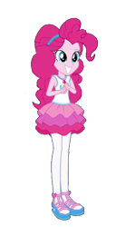 Size: 396x664 | Tagged: safe, artist:blockslikepl, edit, edited screencap, screencap, pinkie pie, human, equestria girls, g4, background removed, clothes, not a vector, rah rah skirt, simple background, skirt, smiling, solo, transparent background