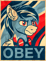 Size: 1984x2646 | Tagged: safe, artist:helmie-art, oc, oc only, oc:lightning flare, pegasus, abstract background, hope poster, poster, propaganda, propaganda poster, shadowbolts, solo