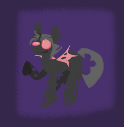 Size: 1356x1397 | Tagged: safe, alternate version, artist:maxis_da_hades, oc, oc only, oc:dimmer light, changeling, pony, ponysona, red changeling, simple background, solo