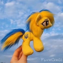 Size: 794x794 | Tagged: safe, artist:ferracraft, oc, oc only, oc:ukraine, pony, irl, nation ponies, photo, plushie, ponified, solo, ukraine