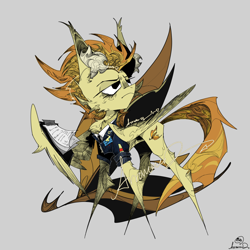 Size: 1600x1600 | Tagged: safe, artist:avravous, spitfire, pegasus, pony, g4, clipboard, clothes, female, gray background, mare, simple background, solo, uniform, wonderbolts dress uniform