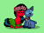 Size: 158x120 | Tagged: safe, earth pony, pony, pony town, cheek kiss, clothes, collar, duo, duo male and female, eyes closed, female, flower, flower in hair, green background, jewelry, kissing, lilo and stitch, lilo pelekai, male, necklace, one eye closed, ponified, simple background, sitting, skirt, species swap, stitch