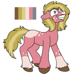 Size: 1500x1600 | Tagged: safe, artist:whimsicalseraph, oc, oc only, earth pony, pony, blank flank, blonde mane, blonde tail, brown hooves, coat markings, color palette, colored, colored hooves, colored muzzle, earth pony oc, eyebrows, eyebrows visible through hair, facial markings, fangs, flat colors, freckles, gray eyes, hooves, leg markings, red coat, shrunken pupils, simple background, slasher smile, smiling, snip (coat marking), socks (coat markings), solo, tail, transparent background, two toned mane, two toned tail