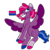 Size: 2000x2000 | Tagged: safe, artist:whimsicalseraph, oc, oc only, pegasus, pony, adoptable, beauty mark, big grin, bisexual pride flag, blank flank, blue eyes, blue mane, blue tail, coat markings, colored, colored eartips, colored hooves, colored wings, colored wingtips, curly mane, curly tail, facial markings, female, flat colors, grin, hooves, leg markings, long mane, looking up, mare, mismatched hooves, multicolored hooves, no catchlights, no pupils, not starsong, one eye closed, pegasus oc, pride, pride flag, purple coat, purple wingtips, signature, simple background, sitting, smiling, snip (coat marking), socks (coat markings), solo, spread wings, tail, transparent background, two toned mane, two toned tail, two toned wings, wings, wink