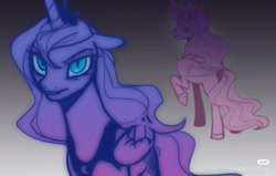 Size: 1791x1140 | Tagged: safe, artist:shiqiuzhu, princess celestia, princess luna, alicorn, g4, gradient background, luna is not amused, monochrome, solo, unamused