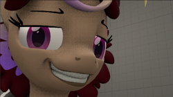 Size: 921x517 | Tagged: safe, artist:yaasho, oc, oc only, oc:hors, pony, 3d, face, female, grin, looking at you, mare, smiling, smiling at you, smug, solo, source filmmaker, stage.bsp