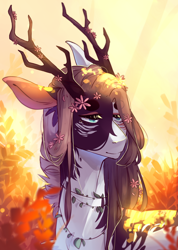 Size: 1356x1900 | Tagged: safe, artist:riressa, oc, oc only, pony, antlers, bust, portrait, solo