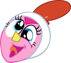 Size: 1000x887 | Tagged: safe, artist:kopachris, pinkie pie, pony, g4, luna eclipsed, animal costume, chicken pie, chicken suit, clothes, costume, head only, nightmare night costume, simple background, solo, transparent background, vector