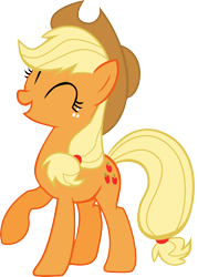 Size: 3364x4696 | Tagged: safe, artist:dutchcrafter, applejack, earth pony, pony, fall weather friends, g4, ^^, applejack is best facemaker, applejack's hat, cowboy hat, cute, eyes closed, female, hat, jackabetes, mare, raised hoof, simple background, smiling, solo, transparent background, vector