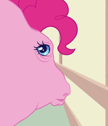 Size: 540x627 | Tagged: safe, artist:bishopony, part of a set, pinkie pie, earth pony, pony, g4, female, fisheye lens, hoers, looking at you, looking back, looking back at you, mare, meme, perspective, ponified animal photo, ponified meme, solo