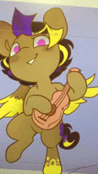 Size: 320x568 | Tagged: safe, artist:midnightpremiere, oc, oc only, oc:hors, animated, bipedal, gif, looking at you, musical instrument, playing instrument, raised hoof, raised leg, smiling, smirk, solo, spread wings, standing, standing on one leg, ukulele, wiggle, wings