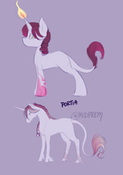 Size: 828x1177 | Tagged: safe, artist:midnightpremiere, oc, oc only, oc:portia, classical unicorn, unicorn, cloven hooves, horn, leonine tail, reference, solo, unshorn fetlocks