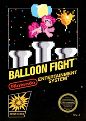 Size: 341x480 | Tagged: artist needed, safe, pinkie pie, g4, balloon, balloon fight, balloon popping, nintendo, popping, solo