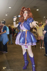 Size: 1365x2048 | Tagged: safe, artist:xen photography, adagio dazzle, human, bronycon, bronycon 2015, g4, boots, clothes, cosplay, costume, high heel boots, irl, irl human, microphone, photo, shoes, solo focus