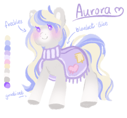 Size: 1092x1014 | Tagged: safe, artist:adostume, oc, oc only, oc:aurora (adostume), horse, blushing, dot eyes, freckles, reference sheet, saddle, smiling, solo, tack, tail, unshorn fetlocks, wild manes, wild manes oc