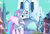 Size: 1328x916 | Tagged: safe, artist:shera5, princess flurry heart, alicorn, pony, g4, armor, building, castle, city, cityscape, cloud, crystal, crystal empire, female, helmet, house, mare, older, older flurry heart, road, royal guard, sky, slender, solo, spread wings, thin, warrior flurry heart, wings