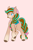 Size: 1365x2048 | Tagged: safe, artist:mscolorsplash, horse, bandana, barely pony related, bow, cocoa (wild manes), female, hair bow, mare, open mouth, open smile, pink background, raised hoof, saddle, simple background, smiling, solo, tack, tail, tail bow, unshorn fetlocks, wild manes