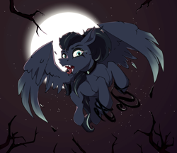 Size: 1735x1500 | Tagged: safe, artist:luxsimx, oc, oc only, oc:arkessa, pegasus, pony, fangs, female, forked tongue, mare, moon, solo