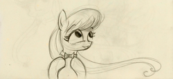 Size: 800x369 | Tagged: safe, artist:foxinshadow, octavia melody, earth pony, pony, g4, female, mare, monochrome, sketch, smiling, solo, traditional art, windswept mane