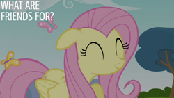 Size: 2000x1125 | Tagged: safe, edit, edited screencap, editor:quoterific, screencap, fluttershy, butterfly, pegasus, pony, g4, season 3, too many pinkie pies, eyes closed, female, mare, solo