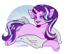 Size: 2185x1810 | Tagged: safe, artist:edainart, starlight glimmer, unicorn, g4, horn, pillow, sky, solo