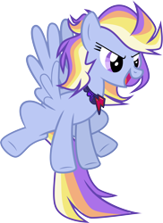 Size: 5546x7609 | Tagged: safe, artist:shootingstarsentry, oc, oc only, oc:skybound, pegasus, pony, absurd resolution, eyelashes, female, flying, mare, multicolored mane, multicolored tail, narrowed eyes, offspring, open mouth, open smile, parent:lightning dust, parent:wind rider, parents:windust, peytral, purple coat, purple eyes, simple background, smiling, solo, spiky mane, spiky tail, spread wings, tail, transparent background, wings