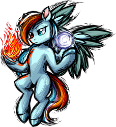 Size: 3228x3545 | Tagged: safe, artist:thescornfulreptilian, oc, oc only, oc:cryo flame, pegasus, pony, female, fire, heterochromia, ice, mare, simple background, solo, transparent background