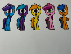 Size: 2031x1536 | Tagged: safe, artist:maddiedraws5678, aura (g4), first base, liza doolots, noi, petunia, ruby pinch, tootsie flute, earth pony, pegasus, pony, unicorn, g4, adorabase, alternate mane five, alternate universe, aurabetes, classmates, colored, coloring page, cute, female, filly, filly five, foal, girly girl, group, horn, noiabetes, open mouth, open smile, pegasus first base, pinchybetes, quintet, race swap, rule 63, simple background, smiling, tomboy, tootsie cute, white background