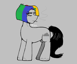 Size: 904x754 | Tagged: safe, artist:dsstoner, oc, oc only, earth pony, pony, cigarette, male, multicolored hair, rainbow hair, smoking, solo, stallion