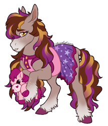 Size: 1063x1237 | Tagged: safe, artist:caffeinatedcarny, horse, barely pony related, butt freckles, clothes, colored hooves, dreamer (wild manes), dress, eyeshadow, freckles, gradient hooves, gradient mane, gradient muzzle, hooves, leg freckles, makeup, outline, plushie, simple background, skirt, solo, transparent background, unshorn fetlocks, white outline, wild manes