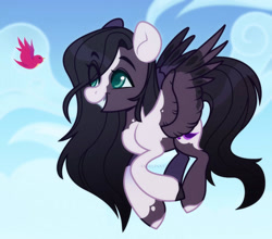 Size: 1280x1127 | Tagged: safe, artist:sadelinav, oc, oc only, bird, pegasus, pony, flying, pegasus oc, solo