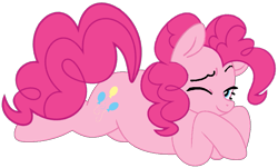 Size: 875x527 | Tagged: safe, artist:noi kincade, pinkie pie, earth pony, pony, g4, beautiful, female, looking at you, lying down, mare, one eye closed, one eye open, prone, simple background, smiling, smiling at you, solo, stupid sexy pinkie, sultry pose, transparent background