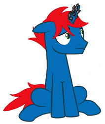 Size: 995x1170 | Tagged: safe, artist:katnekobase, artist:princesslilybrush, artist:ry-bluepony1, oc, oc only, oc:train track, pony, base used, horn, horn crystals, magic suppression, male, mane, sad, solo, stallion, tail