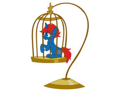 Size: 1280x960 | Tagged: safe, artist:ry-bluepony1, oc, oc only, oc:train track, pony, unicorn, g4, birdcage, cage, horn, male, simple background, solo, transparent background, vector