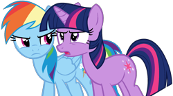 Size: 1568x875 | Tagged: safe, artist:shieldwingarmorofgod, rainbow dash, twilight sparkle, pegasus, unicorn, g4, duo, duo female, female, horn, mare, simple background, transparent background, unicorn twilight