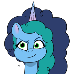 Size: 2595x2663 | Tagged: safe, artist:frownfactory, misty brightdawn, unicorn, g5, female, horn, simple background, solo, transparent background