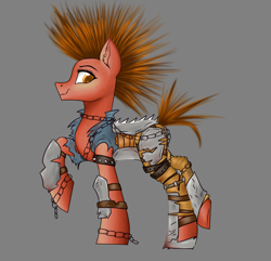 Size: 2900x2800 | Tagged: safe, artist:darklight1315, earth pony, pony, fallout equestria, chains, concept art, fallout equestria: mayday, gray background, mohawk, simple background, solo