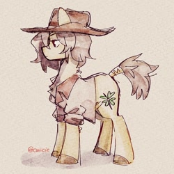 Size: 1200x1200 | Tagged: safe, artist:cuiicie, oc, oc only, oc:lucky shot, earth pony, cowboy hat, hat, male, solo, unshorn fetlocks