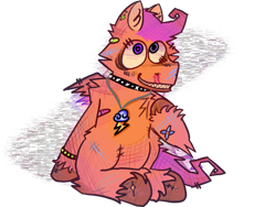 Size: 2160x1620 | Tagged: safe, artist:felixmcfurry, scootaloo, pegasus, pony, g4, ambiguous age, bags under eyes, bandaid, blank flank, blood, cheek fluff, choker, crosshatching, ear piercing, edgy, eyelashes, jewelry, necklace, nosebleed, piercing, shading, sharp teeth, simple background, solo, teeth, transparent background, unshorn fetlocks, wristband