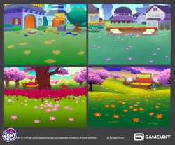 Size: 2545x2106 | Tagged: safe, artist:vladisfender, gameloft, g4, my little pony: magic princess, official, banner, concept art, flower, high res, my little pony logo, no pony, stage, tree