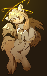 Size: 1400x2270 | Tagged: safe, artist:freak-side, oc, oc only, angel, pegasus, pony, flying, hair over eyes, halo, solo