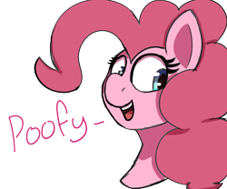 Size: 2400x2000 | Tagged: safe, artist:psychotix, pinkie pie, earth pony, pony, g4, bust, female, looking at you, mare, open mouth, poofy, simple background, smiling, solo, talking, talking to viewer, transparent background