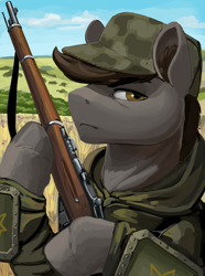 Size: 1560x2100 | Tagged: safe, artist:kelkessel, oc, oc only, oc:cogwheel ponyarchuk, earth pony, pony, eaw redux, equestria at war mod, clothes, male, military uniform, portrait, solo, stallion, stalliongrad, uniform