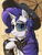 Size: 1798x2340 | Tagged: safe, artist:raritymylove, rarity, pony, unicorn, g4, chest fluff, clothes, cosplay, costume, darling, ear fluff, genshin impact, giant hat, hat, horn, jewelry, looking at you, navia (genshin impact), solo, sunglasses, umbrella