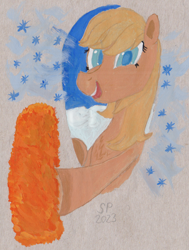 Size: 1080x1428 | Tagged: artist needed, safe, applejack, earth pony, pony, g4, orange coat, smiling, solo, traditional art