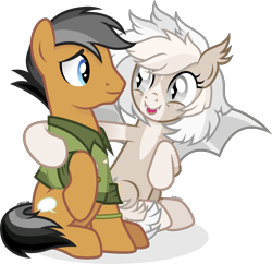 Size: 3467x3360 | Tagged: safe, artist:cirillaq, quibble pants, oc, oc:cuddy, bat pony, earth pony, pony, g4, duo, simple background, transparent background, vector